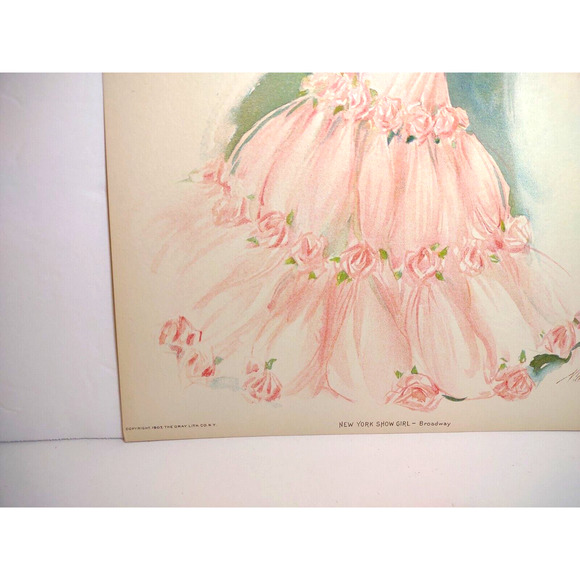 Victorian Art Print New York Show Girl Maud Stumm Litho 1907 Original Broadway - Picture 3 of 3